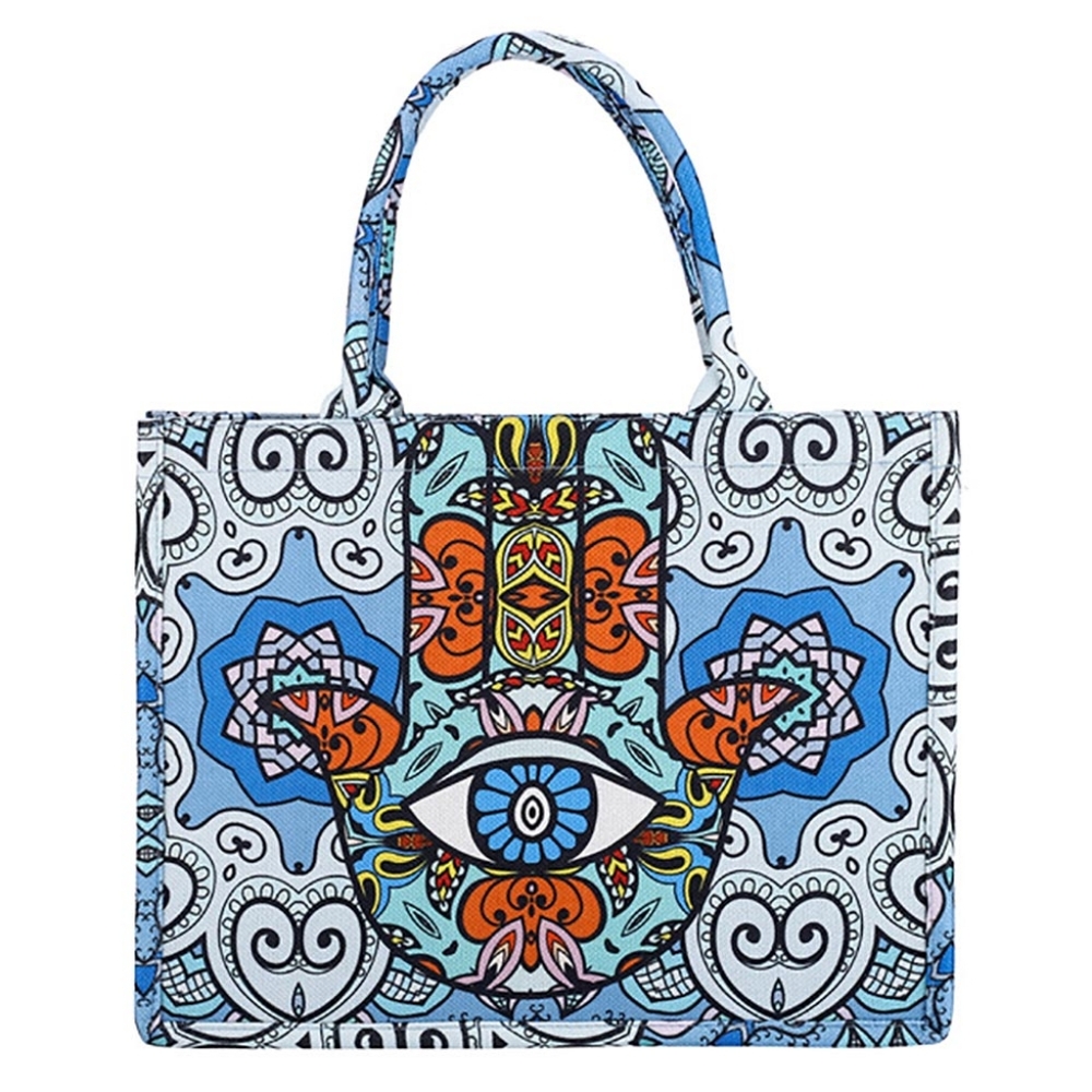 Colorful Boho Tote Purse Evil Eye Hamsa Hand Statement Womens Accessory Bag